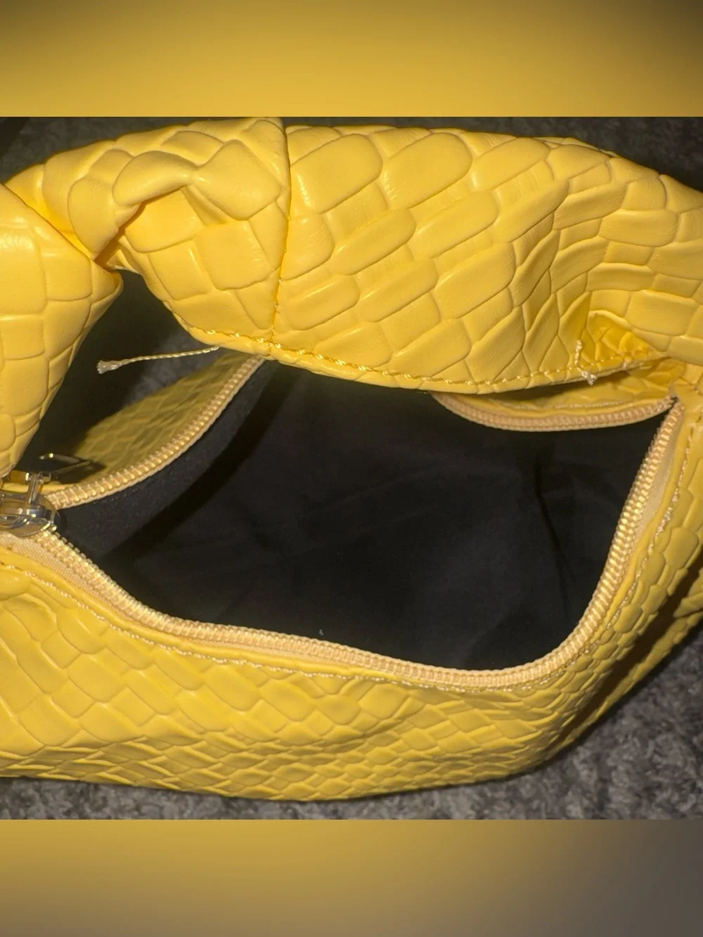Yellow Textured Hobo Bag